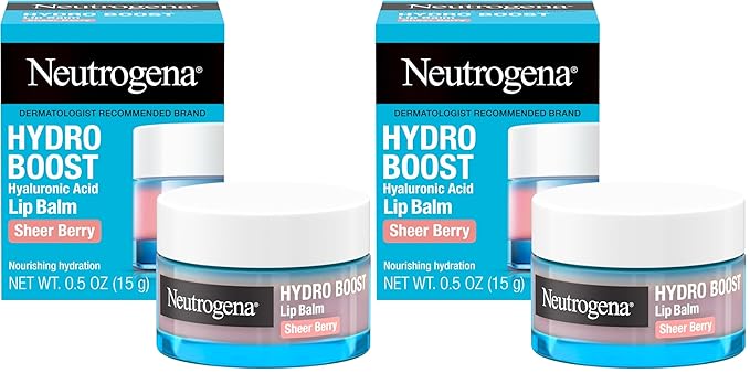 Neutrogena Hydro Boost Hyaluronic Acid Lip Balm, Nourishing Vitamin E Leaves Lips Feeling Hydrated, Sheer Pink Tinted Color with a Sweet Berry Flavor, Sheer Berry, 0.5 oz (Pack of 2)