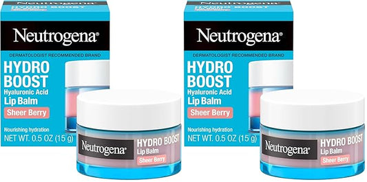 Neutrogena Hydro Boost Hyaluronic Acid Lip Balm, Nourishing Vitamin E Leaves Lips Feeling Hydrated, Sheer Pink Tinted Color with a Sweet Berry Flavor, Sheer Berry, 0.5 oz (Pack of 2)