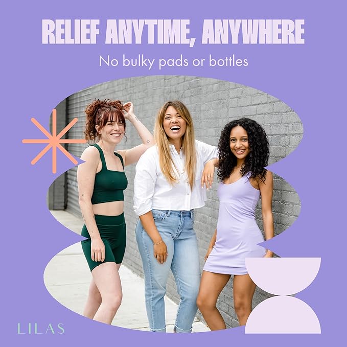 LILAS Period Cramps Pain Relief Patch, 10 Pack | Instant Relief for Menstrual Cramp, PMS, Endometriosis & PCOS | 12-Hour Comfort | Natural & Vegan Topical Patches | Trusted Formula & Upgraded Design