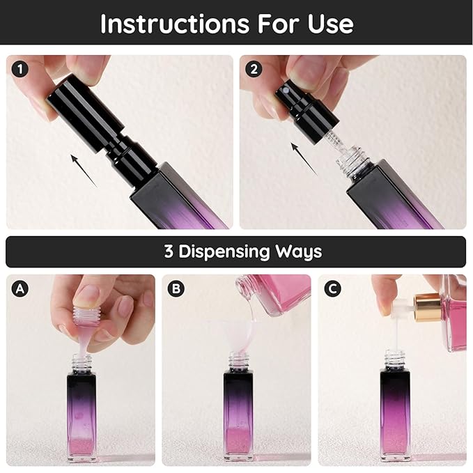 Segbeauty 0.34oz Perfume Travel Bottles Refillable, 10pcs 10ml Glass Empty Perfume Atomizer Sprayer, Mini Portable Travel Cologne Spray Bottle, Cologne Atomizer Set with Refill Pump Tools