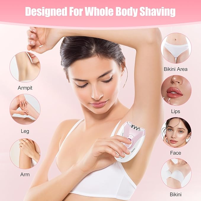Epilator for Women, Epilators with LED Light, Dual Speed Hair Removal Device, Facial Hair Removal Women, Cordless, Epilators Hair Removal Rechargeable, for Epilator Bikini, Face, Arm, Legs, Armpits