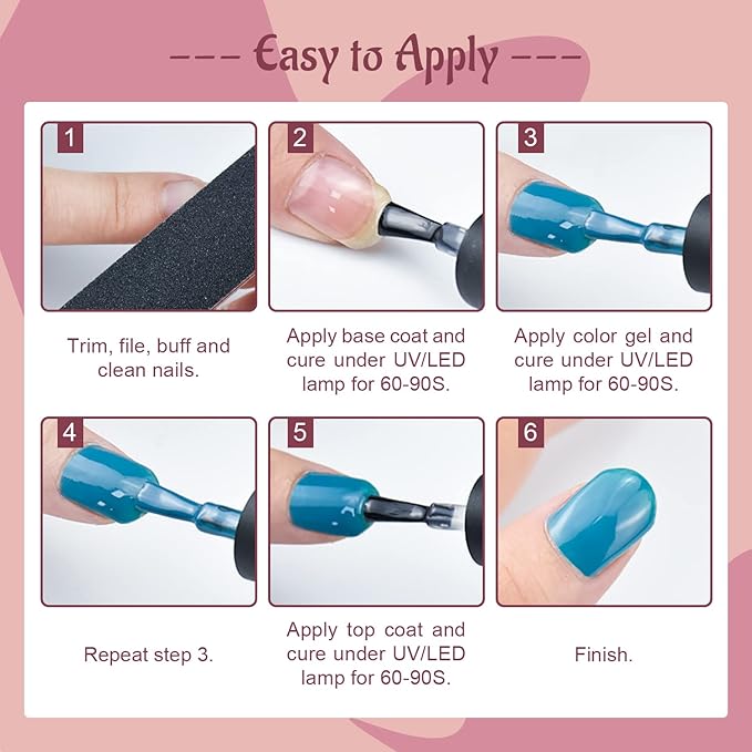 JODSONE Gel Nail Polish Kit 60 PCS with U V Light Soak off Base Top Coat 55 Shine Colors Gel Nail Kit Bright and Dark Brown Wine Red Series Manicure Set for Women and Girls