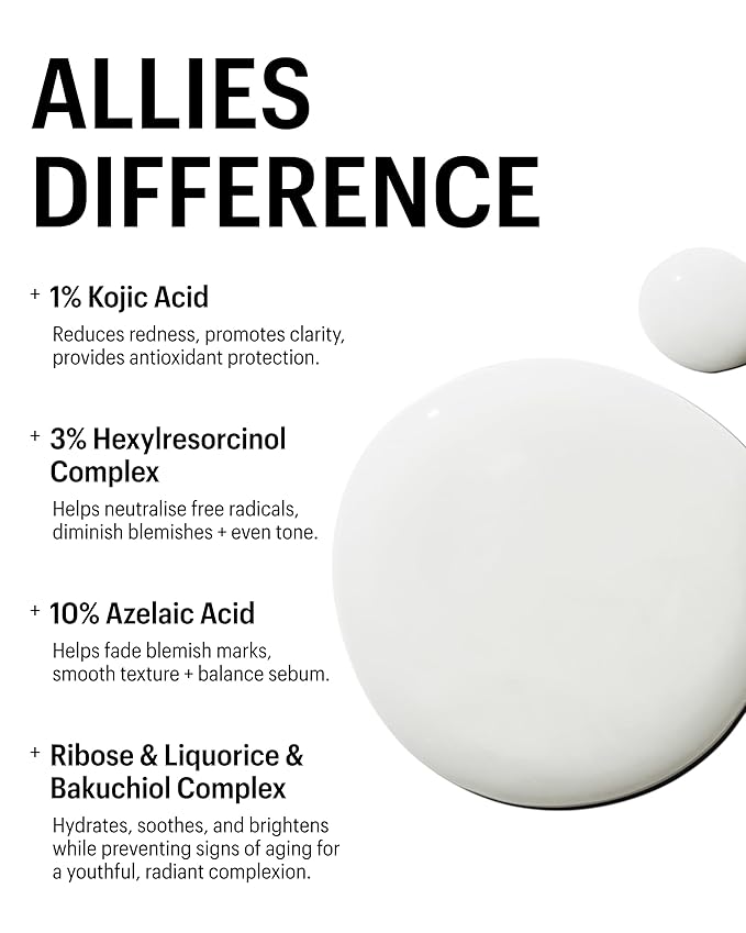 Allies of Skin Azelaic & Kojic Clarifying Face Serum | Clinically Proven for Acne & Blemish Prone Skin |10% Azelaic Acid Treats Pigmentation and Redness | Targets Pores & Uneven Skin Texture (1 Fl oz)