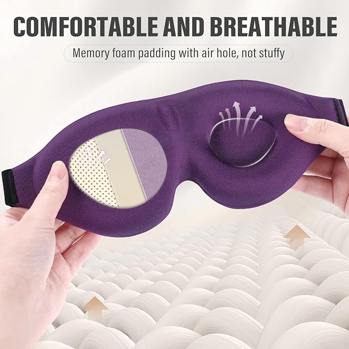 YIVIEW Sleep Mask for Side Sleeper, Complete Light Blocking 3D Sleeping Eye Mask, Soft Breathable Eye Cover for Women Men, Relaxing Zero Pressure Night Blindfold