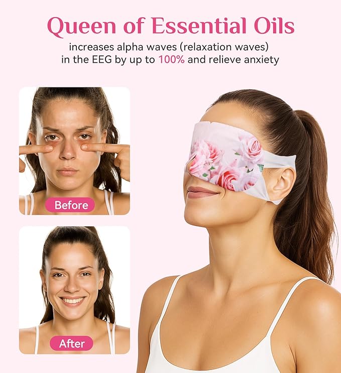 18 Packs Rose Heated Eye Mak - Heating Eye Mask Warm Compress for Dry Eyes Puffinesss Dark Circles Sleep Stye Irritation Stress Relief Self Care Wellness Spa Relaxation Gift for Women