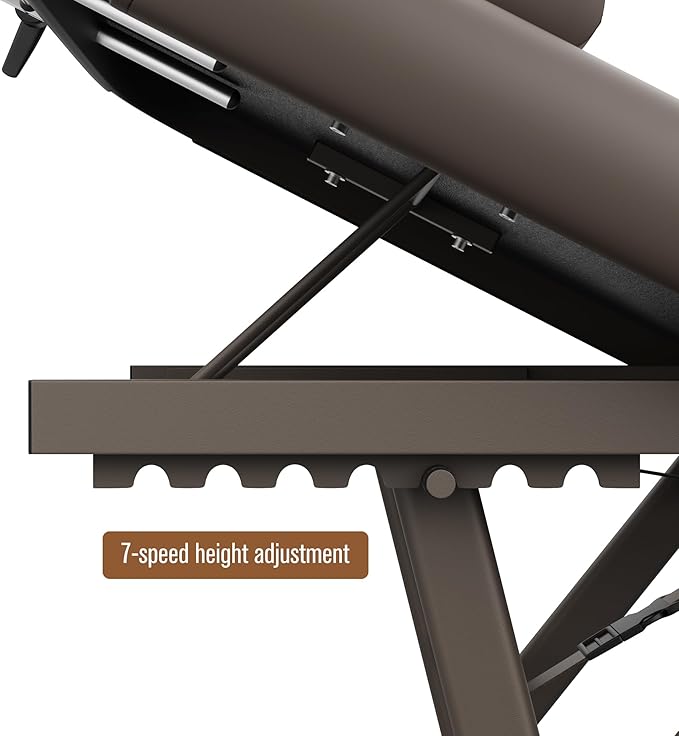 Dolonm Height Adjustable Massage Table with Face Pillow & Headrest for Treatment Table, Physical Therapy Table, Spa Facial Professional Massage Bed - Adjustable Backrest, Electric Leg Lifting, Brown