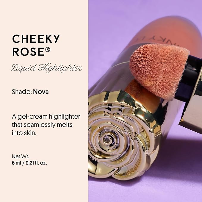 Winky Lux Cheeky Rose Liquid Highlighter, Gel Cream Blush Wand, Blendable & Buildable Pigment, Long Lasting Weightless, Nova
