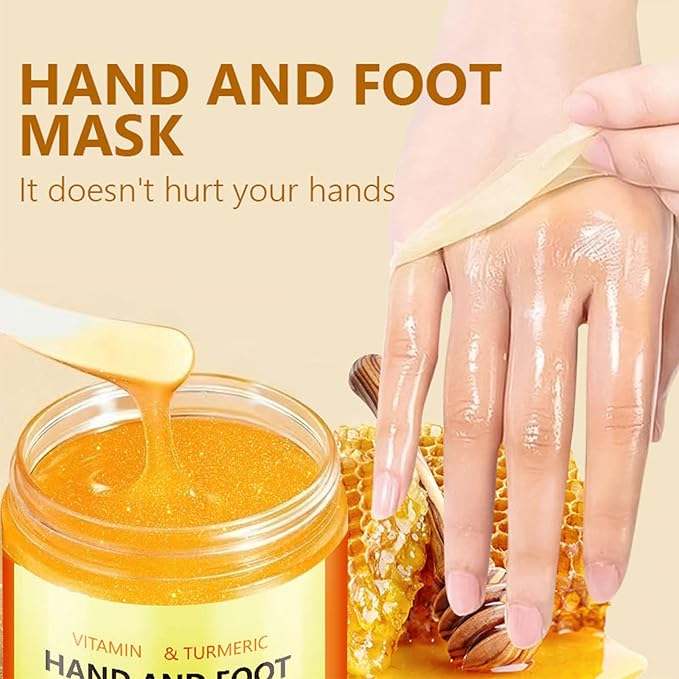 Vitamin C & Turmeric Hand and Foot Peel Mask, Moisturizing Hydrating Nourishing Exfoliating Hand Film Hands Care Paraffin