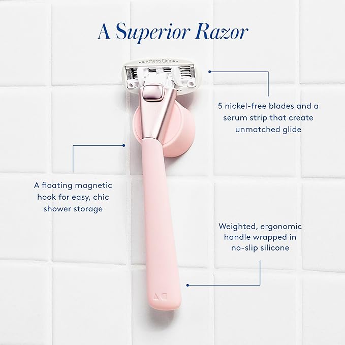 Women's Razor Shave Kit, 1 Rose Razor Handle + 6 Blade Refills