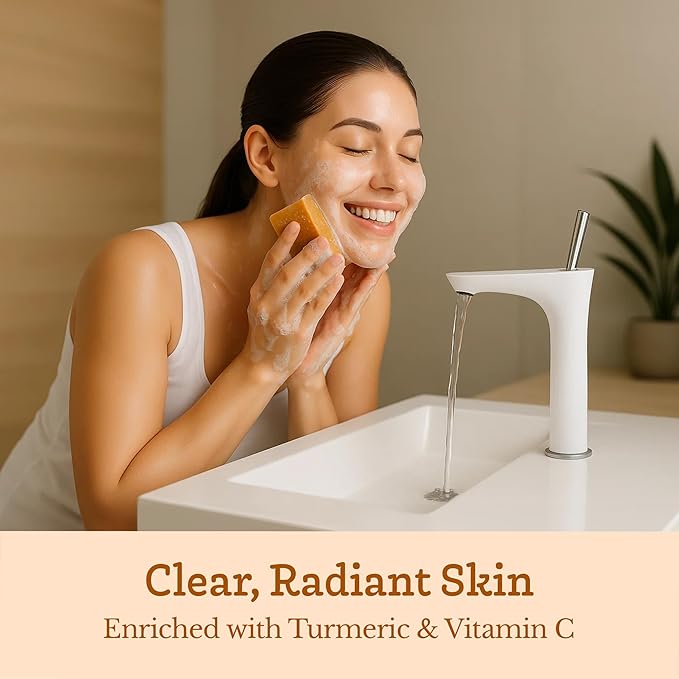 Southern Natural Turmeric Honey Lemon Goat Milk Soap - Handmade, All Natural Turmeric Soap Bar for Face & Body. Gentle Hydration & Nourishment For A Natural Glow & Even Skin Tone, 3 Pack