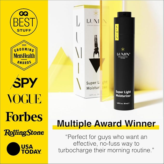 Lumin - Super Light Moisturizer Men - Ideal for Control Oily Skin, Skin Care for Men, Reduce Appearance of Fine Lines, Boost Hydration With Hyaluronic Acid, Daily Use, 50ml