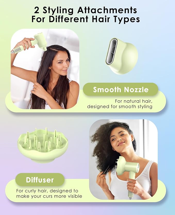 Hair Dryer with Diffuser for Curly Hair, Negative Ionic Hairdryer, High-Speed Blow Dryer with 110, 000 RPM Brushless Motor, Fast Drying Lightweight Travel Hairdryer, Low Noise Quiet Hair Dryers