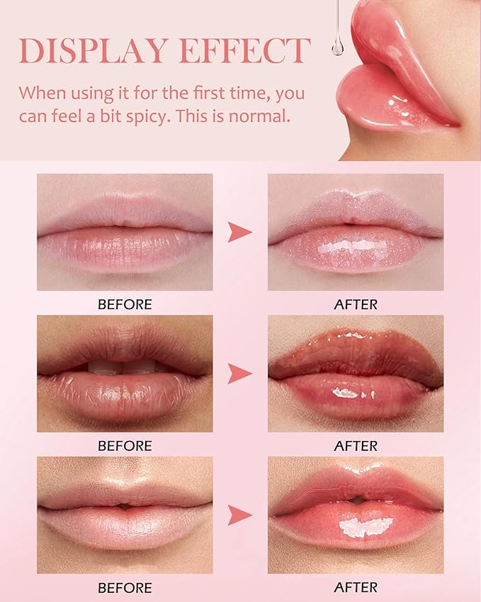 Lip Plumping Booster Lip Gloss, Glossy Lip Tinted Stain, High-Shine Smooth Fuller Lips, Hydrating & Volumizes Lip Oil Lip Glaze, Plump and Pout Plumper Lipstick, Christmas Makeup Gift for Women-01#