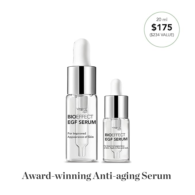 BIOEFFECT EGF Serum Treatment Duo with Hyaluronic Acid, Enhance Skin with Moisturizing, Firming, Wrinkle-Fighting Treatment for Face And Neck, Day And Night, Best Derma Roller Facial Serum