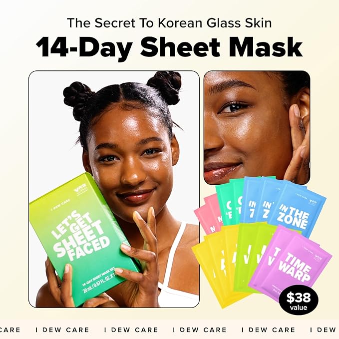I DEW CARE Collagen Sheet Mask Variety Pack - 14 Days Facial Masks Skincare Korean | Hydrating Collagen Face Mask, Moisturizing Beauty Skin Care, Sheet Masks for Women, Facial Skincare Pack, 14EA