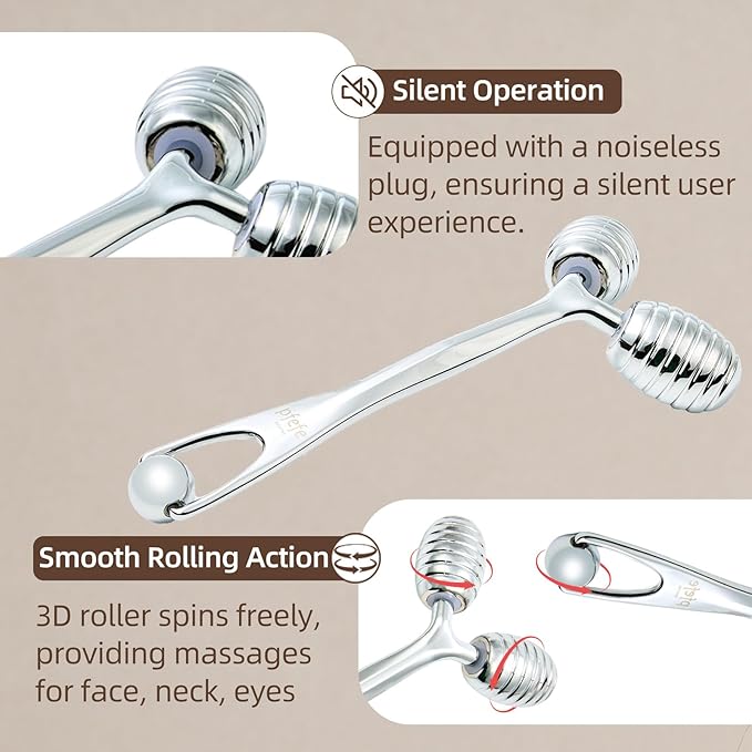 Stainless Steel Face Roller - Metal Facial Cooling Massager for Face and Eyes, Esthetician Supplies Cold Roller for Puffiness, Wrinkles, Dark Circles