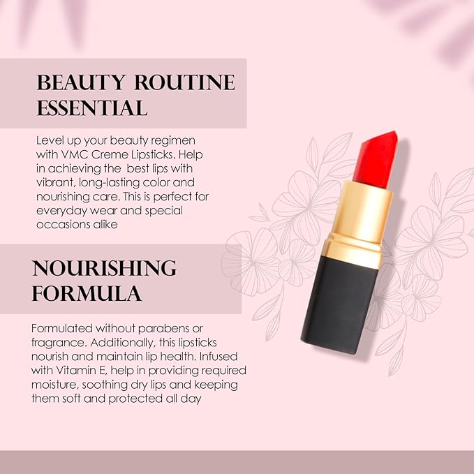 Vera Moore Cosmetics Soft Creme Lipstick - with Maximum Hydration & Moisture, Long Lasting Light Weight Opaque Color & Staying Power - Won't Feather or Fade - Fragrance & Paraben Free (Vera's Red)