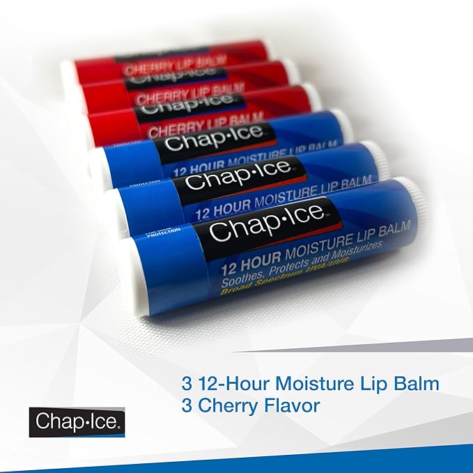 Lip Balm Variety Pack – 6 Sticks (3 Cherry + 3 Moisture SPF 15), Hydrating Lip Care