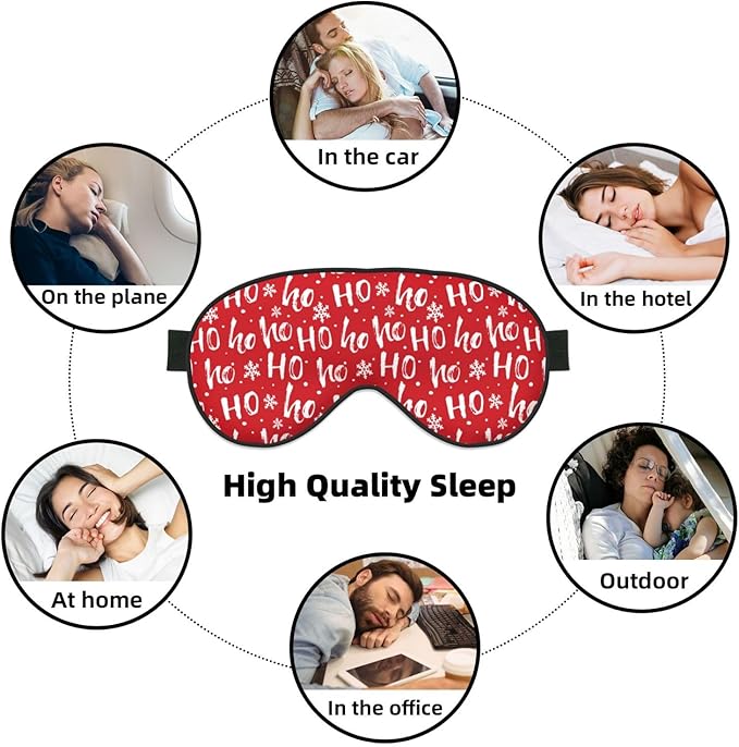 Sleep Eye Mask Hohoho Santa Claus Laugh Sleep Mask for Women Men Comfortable Eye Mask with Adjustable Strap Soft Eye Cover Blindfold for Travel Yoga Nap Shift Work