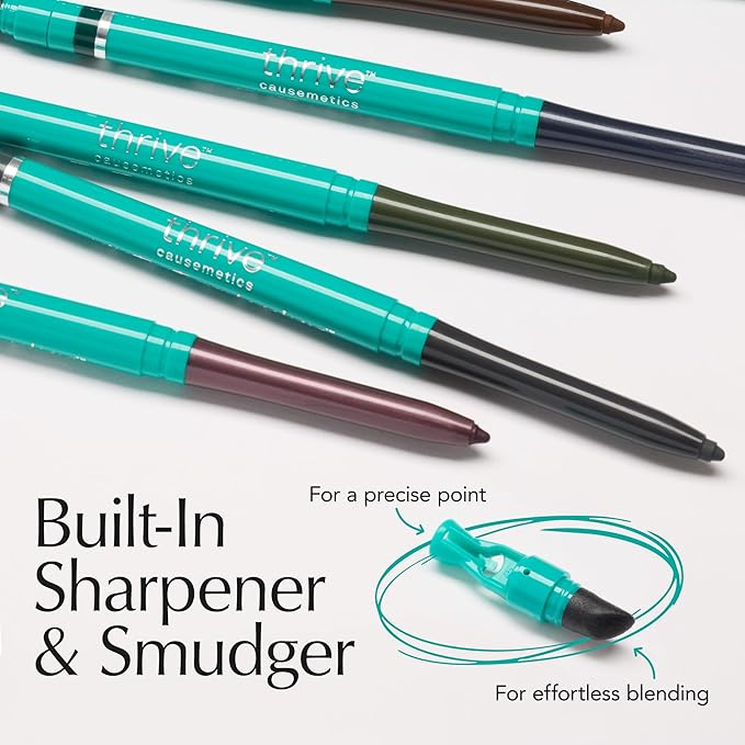 Thrive Causemetics Infinity Waterproof Eyeliner Pencil, Built In Sharpener & Smudge Tip, Long Lasting, Smudge Proof, Hyaluronic Acid & Shea Butter, Vegan & Cruelty Free, Alondra (Aubergine Shimmer)