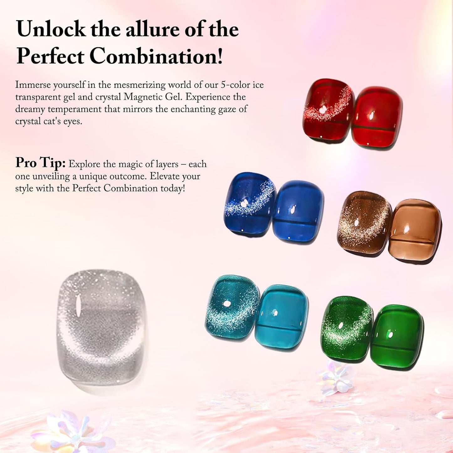 Cat Eye Gel Nail Polish with Magnet Stick, 15ml Glitter Holographic Nail Polish, Magnetic Effect Gel for Home DIY Manicure Gift, Ethereal Gray