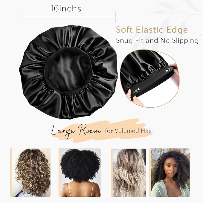 YANIBEST Silk Bonnet for Sleeping Women, Double Layer Hair Satin Bonnets with Elastic Band, Sleep Cap Curly Natural Hair
