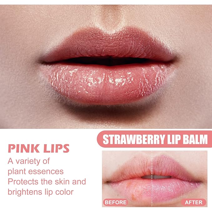 Honey Lip Balm Pot, Propolis Lip Mask, Strawberry Hydrating Propolis Lip Sleeping Mask, Prevent Dry&Cracked, Lip Repair Nourishes the Lip Skin (Strawberry)