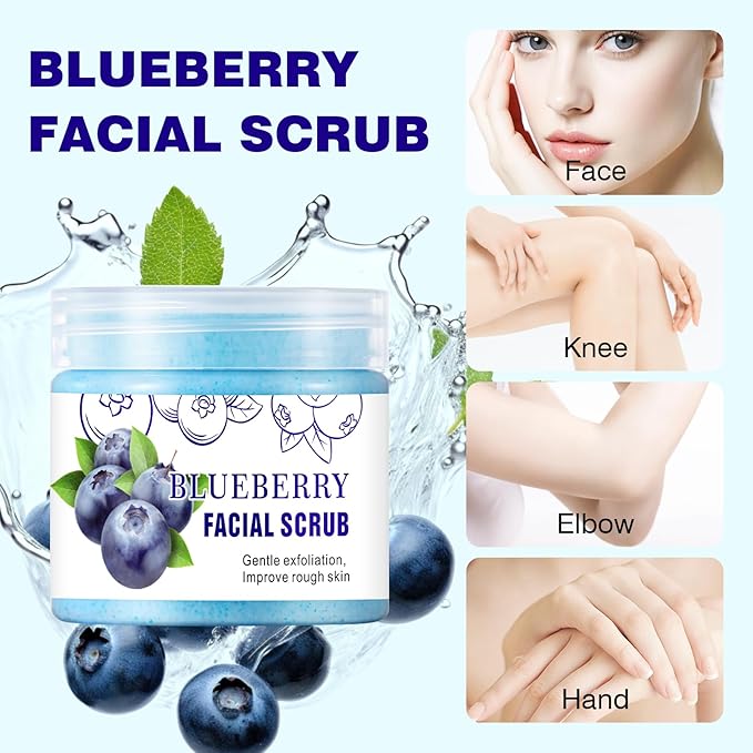 Facial Scrub, Blueberry Facial Scrub & Face Exfoliator, Facial Exfoliating Scrub Anti Aging, Oil Control, Deeping Cleansing Face Wash Cleanser Facial Scrubs for Women