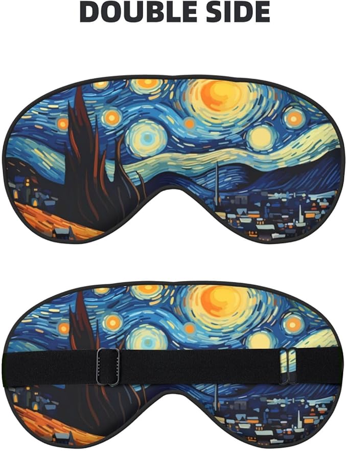 Sleep Eye Mask The Starry Night Village Sleep Mask for Women Men Comfortable Eye Mask with Adjustable Strap Soft Eye Cover Blindfold for Travel Yoga Nap Shift Work