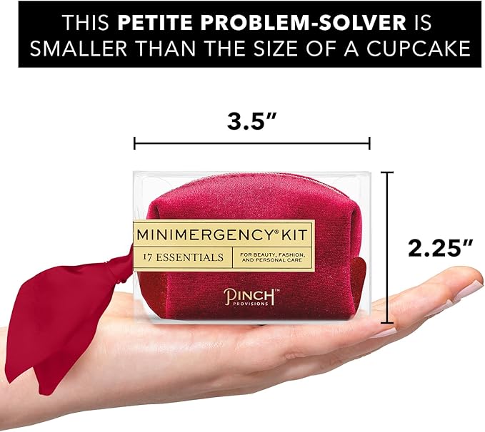 Pinch Provisions Velvet Minimergency Kit, for Her, Includes 17 Must-Have Emergency Essential Items, Compact, Multi-Functional Pouch, Gift for Parties and Birthdays