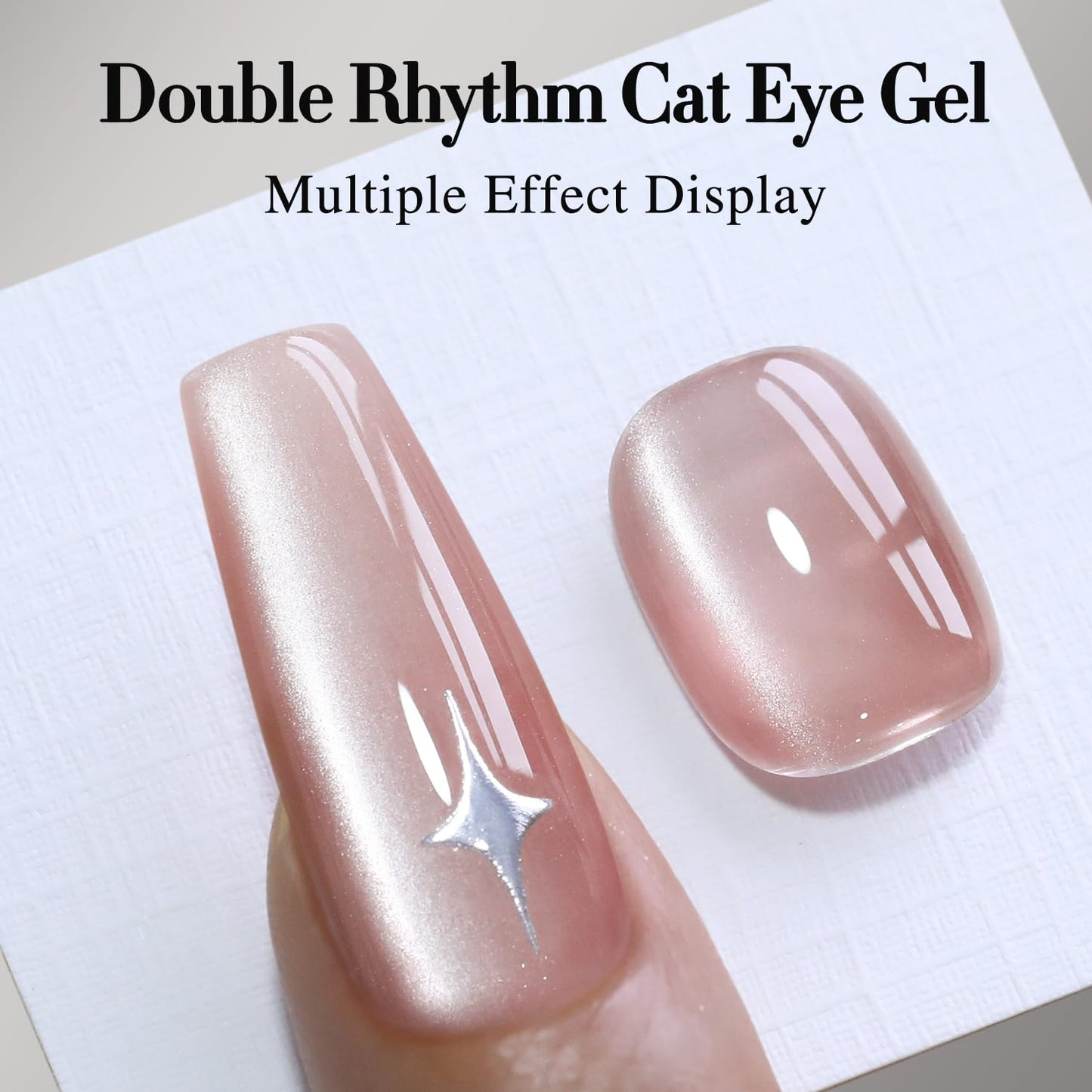 Double Rhythm Jelly Glass Cat Eye Gel Polish with Magnet 15ML Holographic Glitter Shimmer Translucent Sheer Color Magnetic Nail Polish Salon DIY at Home (Jelly Nude-MC1103)