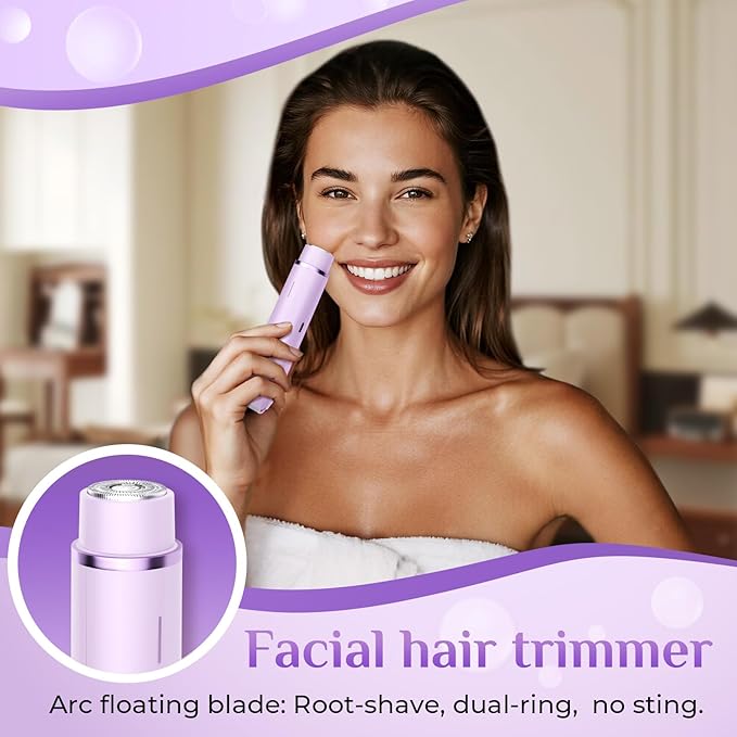 2025 New 2-in-1 Electric Bikini Trimmer for Women - Dual Head Electric Razor,Waterproof Painless Bikini Shaver, Pubic Hair Trimmer for Private Area & Body Hair, Purple