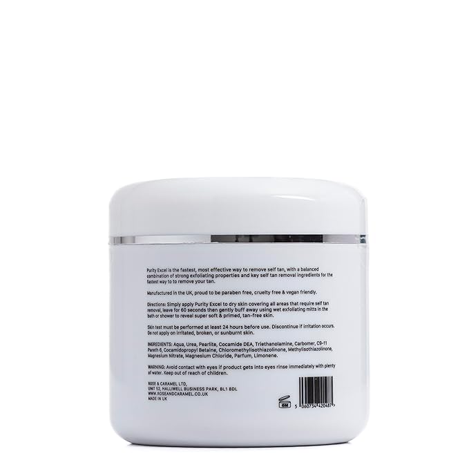 Rose & Caramel Purity Excel 60 Second Miracle Express Self Tan Remover & Exfoliating Tan Eraser Body Scrub 14.89 Fl Oz (440ml)