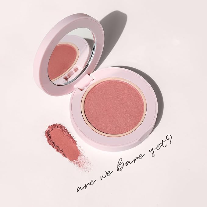 Wander Beauty Hydrating Powder Blush - Lightweight, Rose Blush Makeup with a Blurring, Satin Finish - Buildable Formula with Hyaluronic Acid, Squalane & Aloe Leaf Extract - Are We Bare Yet - 0.18 oz