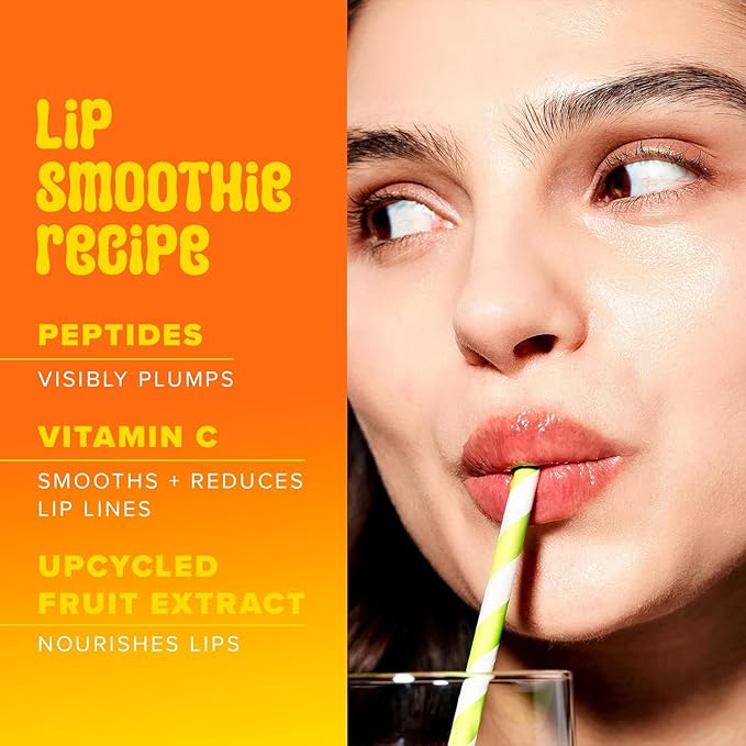 Farmacy Peptide Lip Balm - Lip Smoothie Hydrating Lip Balm with Vitamin C to Visibly Plump + Smooth Lip Lines - Nourishing Lip Treatment with a High-Gloss Finish - Mango (10g)