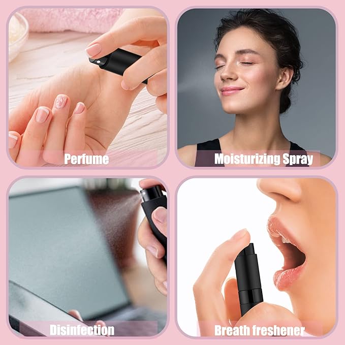 14 PCS/8ML Portable Atomizer Perfume Bottles, Mini Empty Refillable Cologne Spraye Bottle, Pocket Travel Perfume Liquid Sprayer (Matte Black)