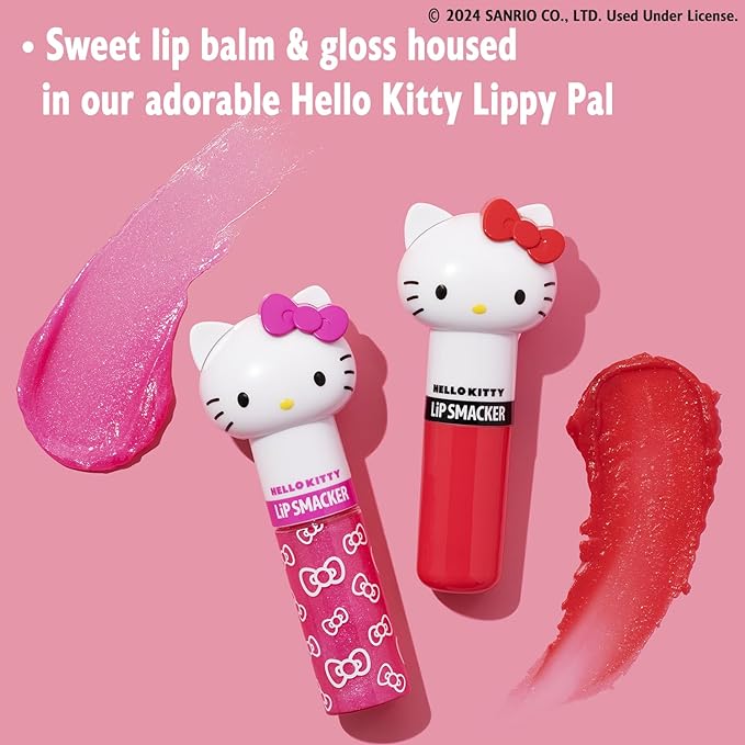 Lip Smacker Lippy Pals Swirls, Sanrio Hello Kitty, Flavored Moisturizing & Smoothing Soft Shine Lip Balm, Hydrating & Protecting Fun Tasty Glossy Finish, Cruelty-Free & Vegan - Cheerful Cherry, Kiwi