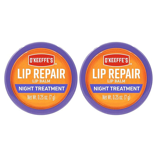 O'Keeffe's Lip Repair Night Treatment Lip Balm, 0.25 Ounce Jar, (Pack of 2)