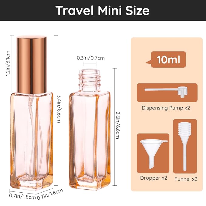 Segbeauty 10ml Mini Perfume Atomizer, 10 Pack Refillable Travel Size Bottles for Cologne, Empty Organizer Dispenser With Fine Mist Sprayer, Portable Leak-proof Bottle