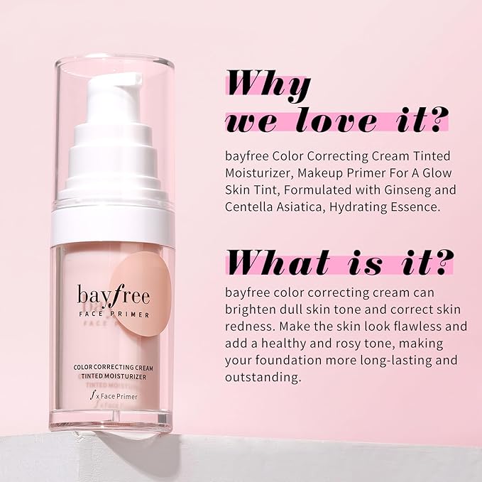 Color Correcting Cream Tinted Moisturizer, Makeup Primer for A Glow Skin Tint, Formulated with Ginseng and Centella Asiatica, Hydrating Essence