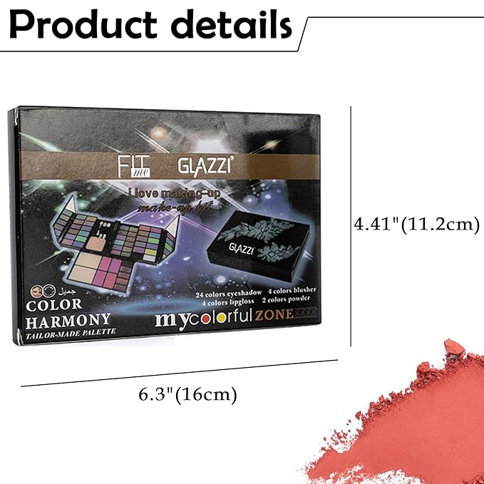 All In One Makeup Gift Kit Portable Contour Palette including 36 Eyeshadow Palette, Lip Gloss, Glitter Cream, Concealer, Blusher, Bronzer, Highlight and Contour - Teen Girl Gifts Trendy Stuff