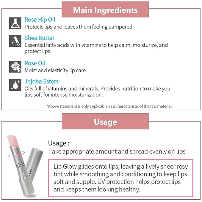 Atomy Lip Glow 3.3g x 2 EA - Moisturizing Lip Care Treatment Balm with Natural Pink Color