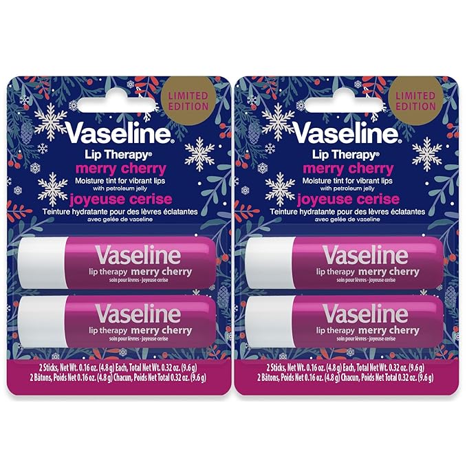 Vaseline Lip Therapy Stick Twin Pack – Merry Cherry Holiday Limited Edition (2-Pack)