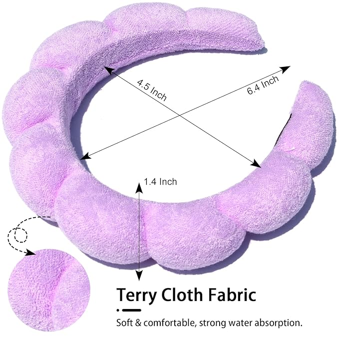 Spa Terry Cloth Headbands for Facial Skincare, Makeup Application, and Face Washing - Puffy and Absorbent Design for Mask, Skin Treatment
