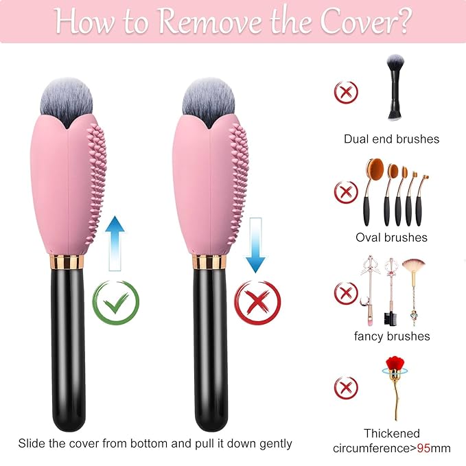 Silicone Travel Make-up Brush Holder with Cleaner Mat Pad, Organizer Case Covers for Foundation Eye Lip Brushes Storage Cleaning, Gift for Women Girl-Friend Mother Wife, 3-Pcs Large + 5 Small, Blue