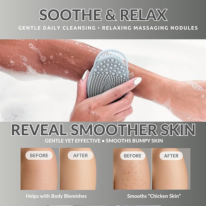 Avilana Silicone Body Scrubber – Gentle Shower Brush & Loofah Alternative- Food Grade & Lab Tested – Fast-Drying, Hygienic, BPA-Free Silicone Body Gentle Exfoliator (Pink, Exfoliate)