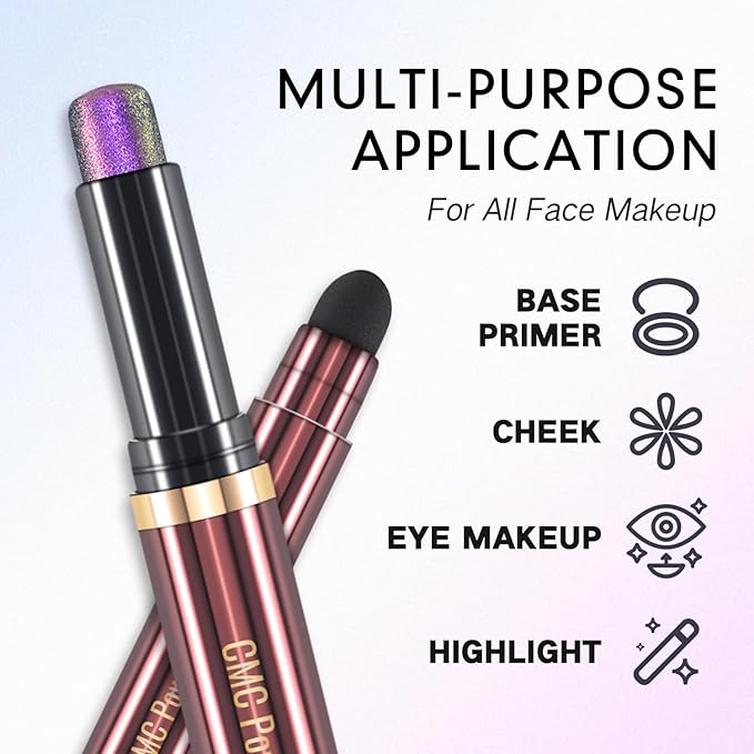 CHARMACY Duochrome Long Stay Eyeshadow Stick, Creamy Eye Shadow Stick, Multicolor-Shifting Glitter Eyeshadow, Waterproof & Smudge-Proof, High Pigmented, Built-in Smudger #06