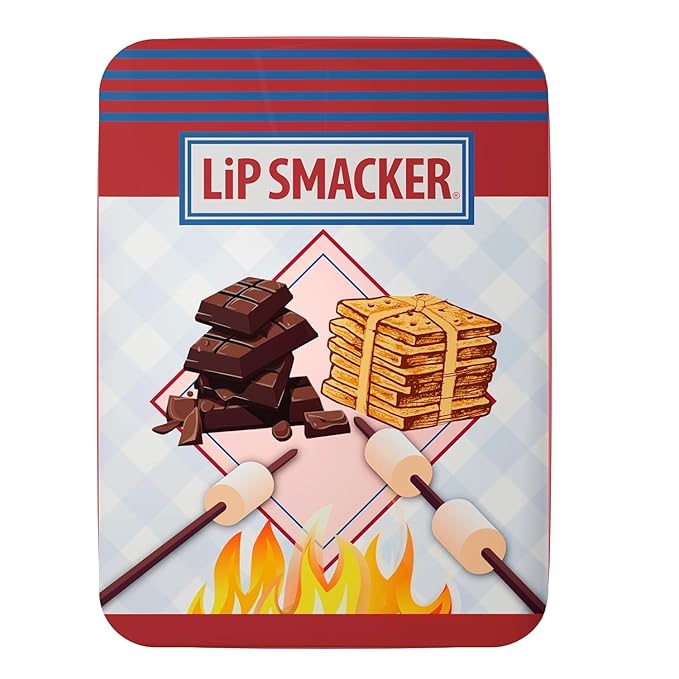 Lip Smacker S’mores Lip Balm Trio Tin – Moisturizing & Sheer Lip Balm Trio with Delicious Dessert-Inspired Flavors – S’more