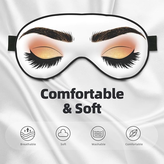 Sleep Eye Mask Yellow Glitter Eyeshadow Sleep Mask for Women Men Comfortable Eye Mask with Adjustable Strap Soft Eye Cover Blindfold for Travel Yoga Nap Shift Work