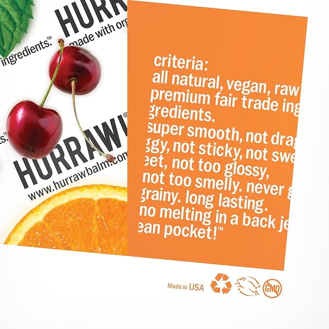Hurraw! Grapefruit, Ginger, Eucalyptus (Kapha) Lip Balm: Organic, Certified Vegan, Cruelty and Gluten Free. Non-GMO, 100% Natural Ingredients. Bee, Shea, Soy and Palm Free. Made in USA